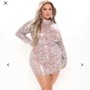 Fashion Nova Iridescent Long Sleeve Dress